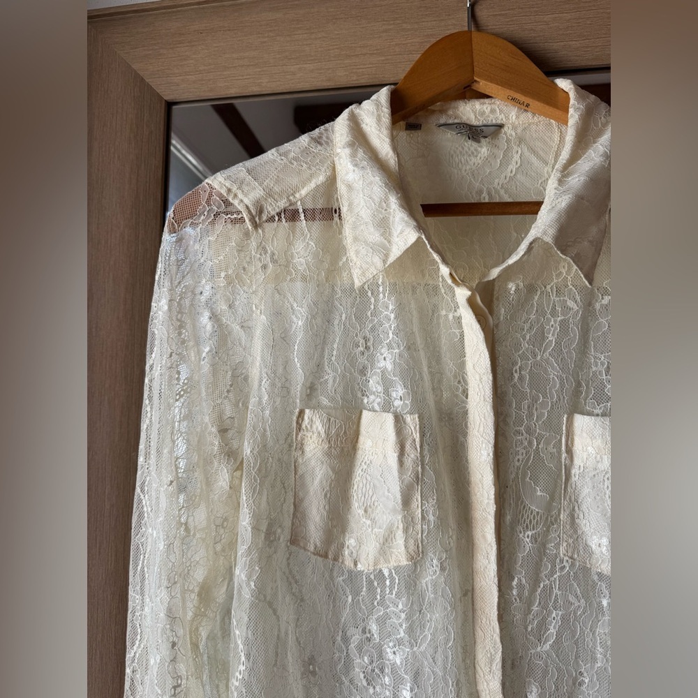 Vintage Guess Lace See-through Top Large - Picture 2 of 7